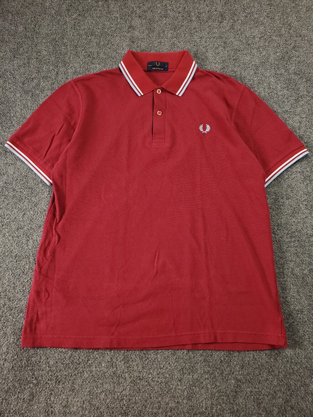 Fred Perry M12 Twin Tipped Pique Polo Shirt Mens 42 Chest England Red White Ice